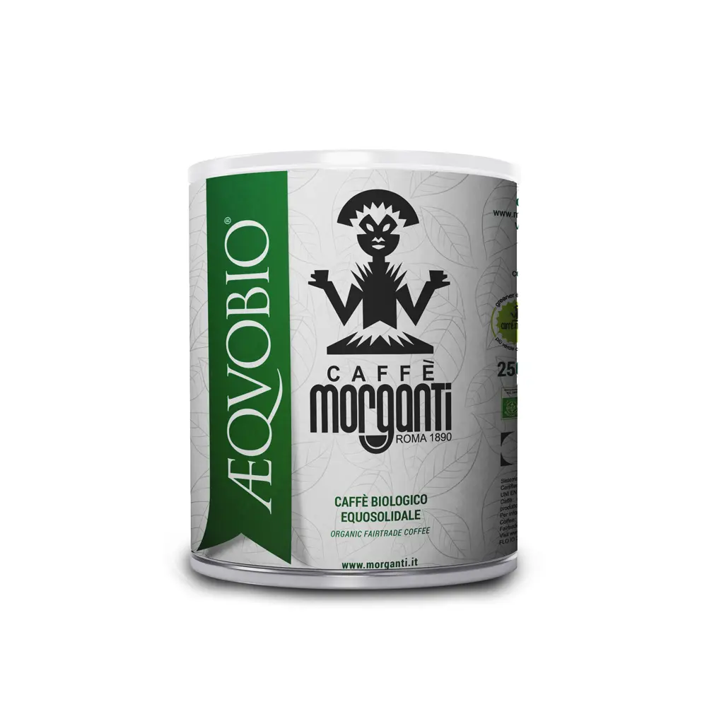[MRG888] Morganti ÆQUOBIO® 250g  Organic Faitrade Ground Coffee Tin FT IT BIO 006 G1689